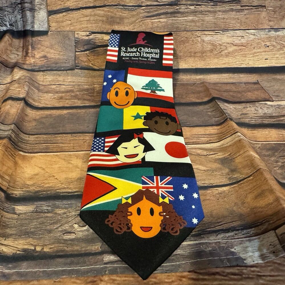 St. Jude Children's Research Hospital Necktie World Flags Kids Faces Novelty Tie
